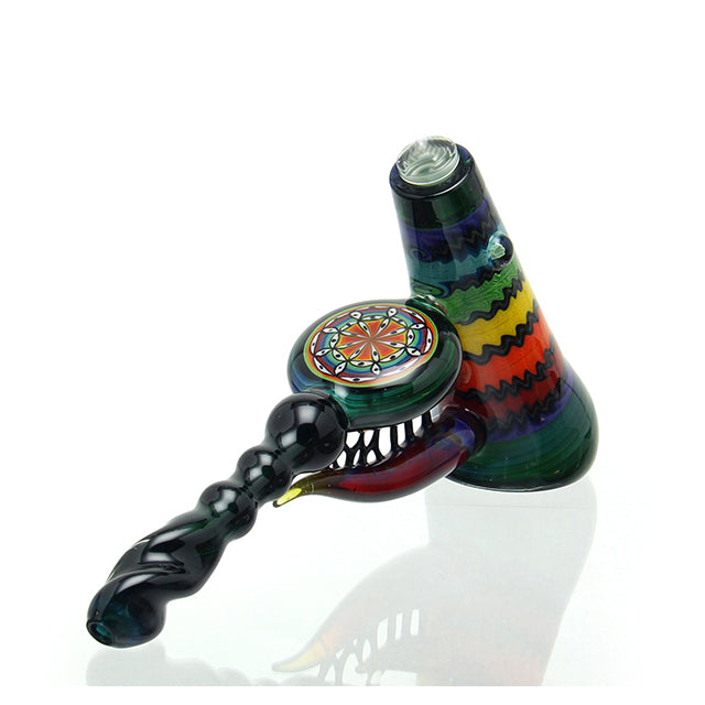 Kevin Murray Glass Hammer Bubbler side view of wig wag pattern