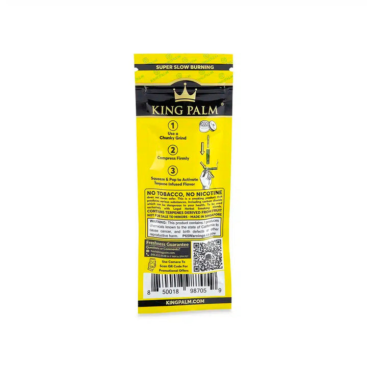 King Palm 2 Mini Rolls Banana Cream — natural palm leaf pre-rolls, packaging detail