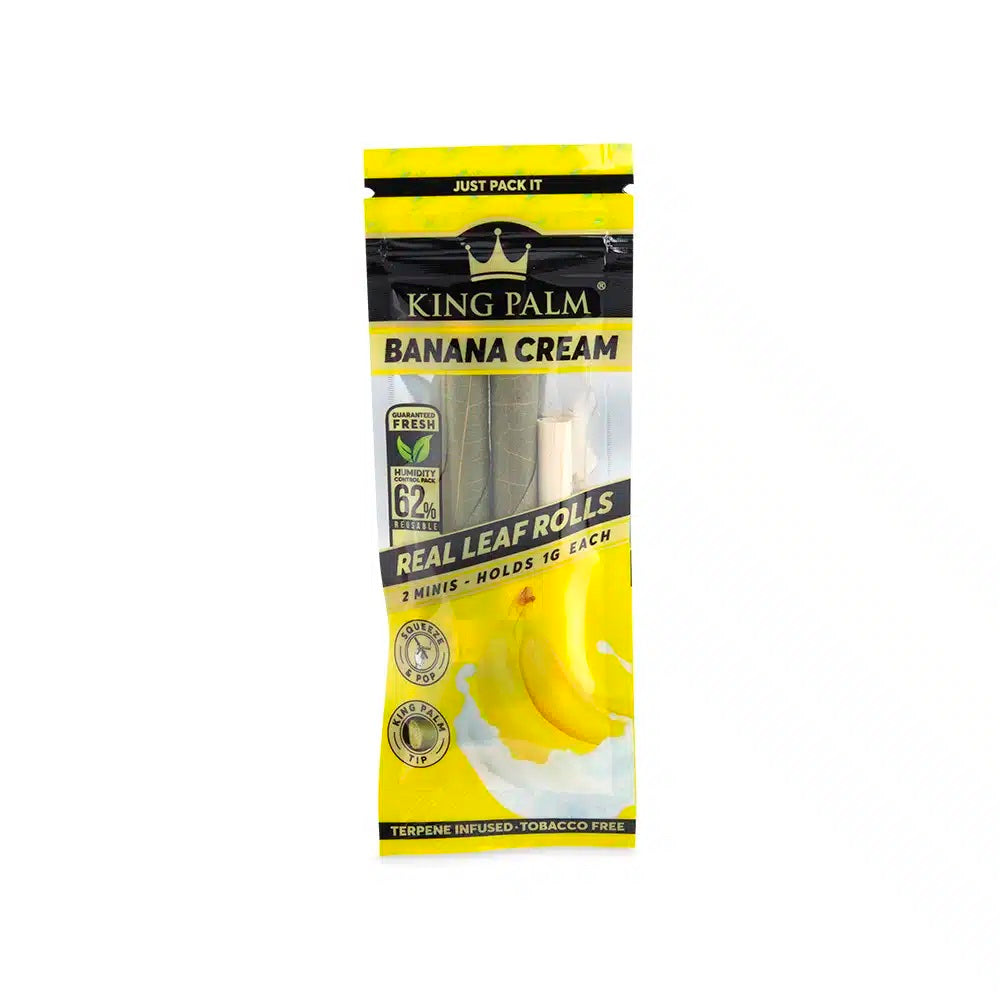 King Palm 2 Mini Rolls Banana Cream — natural palm leaf pre-rolls, alternate angle