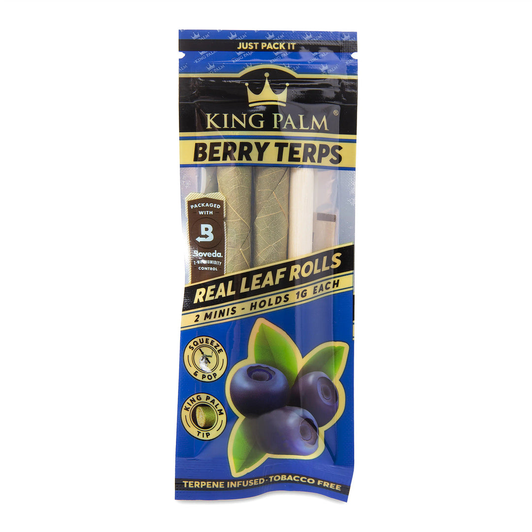 King Palm 2 Mini Rolls Berry Terps — natural palm leaf pre-rolls, packaging detail