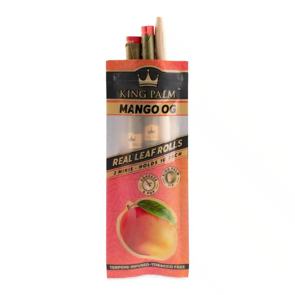 King Palm 2 Mini Rolls Mango OG — natural palm leaf pre-rolls, packaging detail