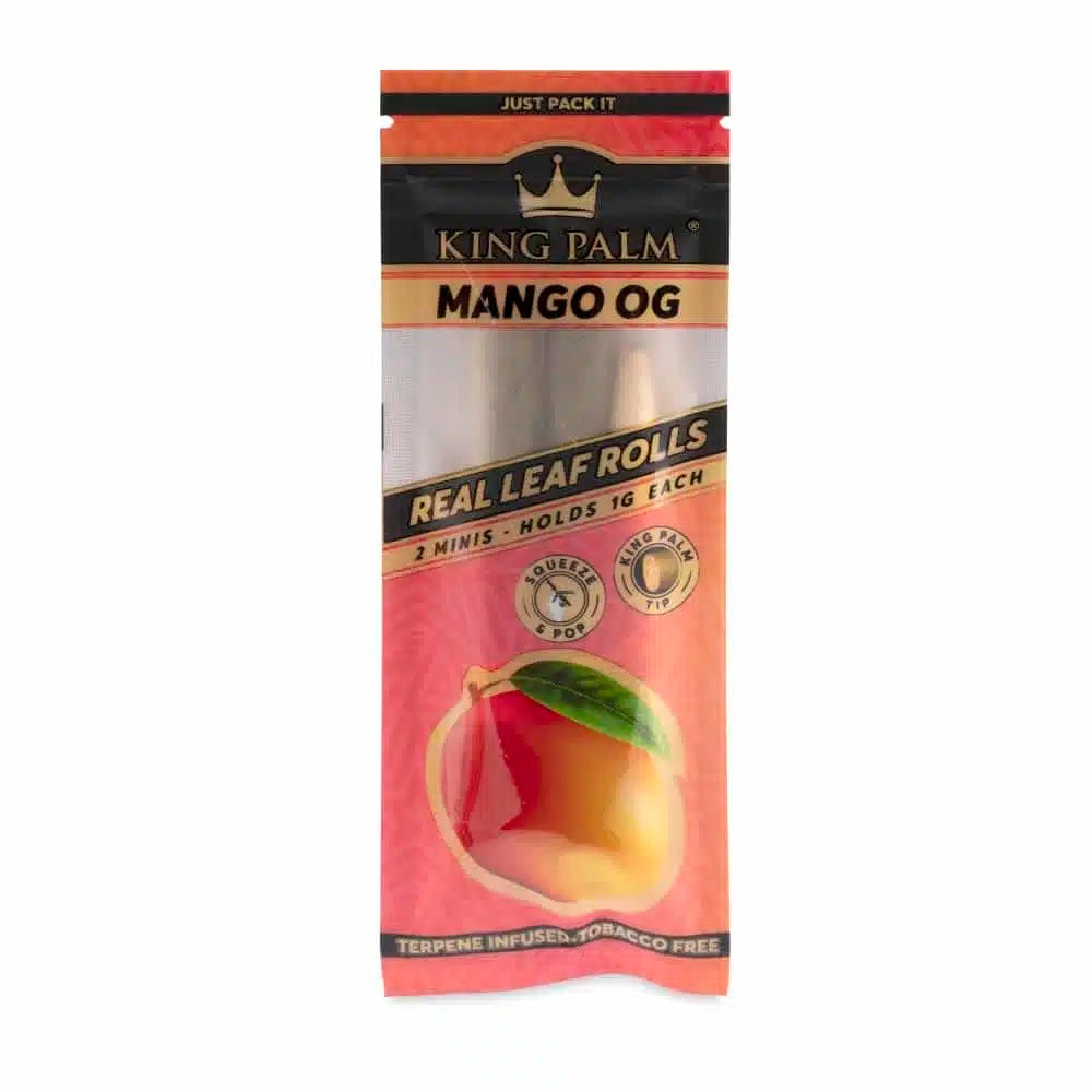 King Palm 2 Mini Rolls Mango OG — natural palm leaf pre-rolls, alternate angle