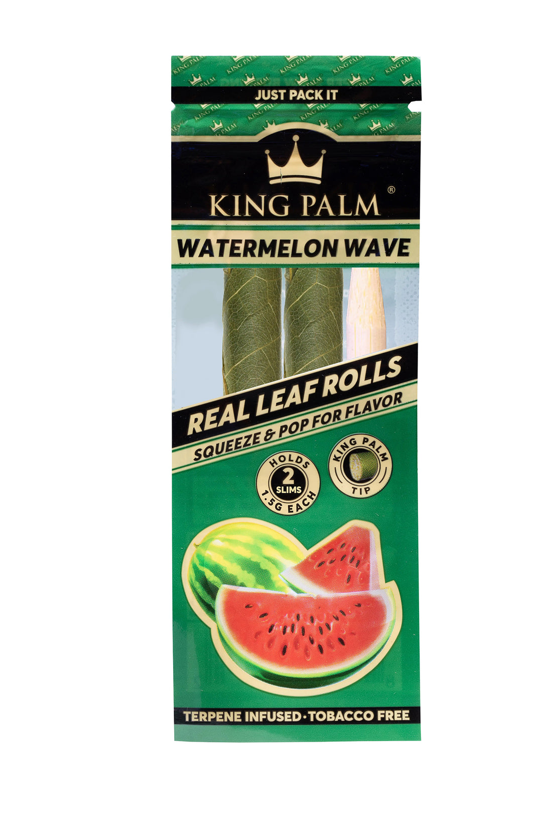 King Palm 2 Slim Rolls Watermelon Wave — natural palm leaf pre-rolls, hero shot