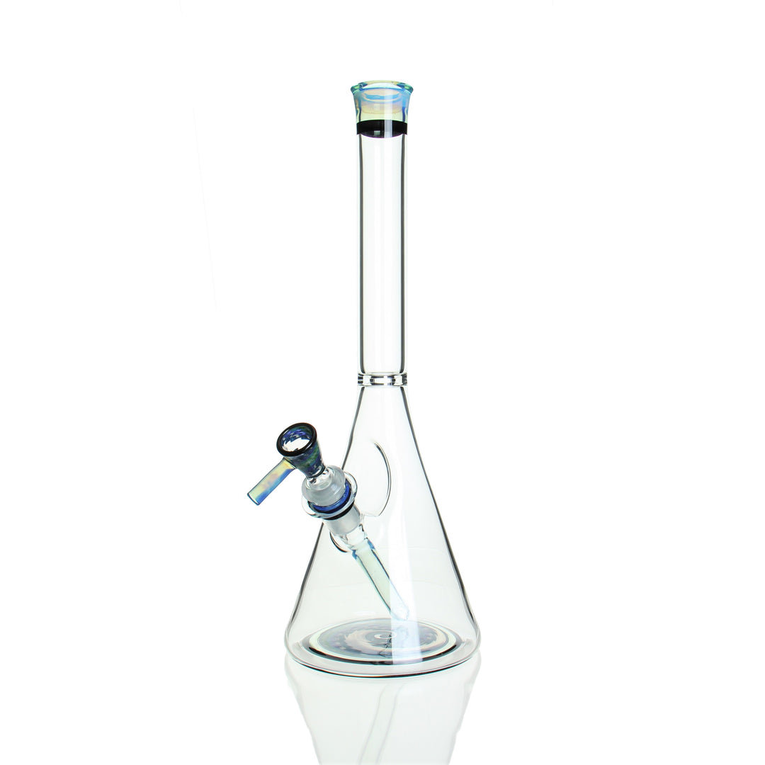 Korey Glass 14in Worked Beaker Dense Hydro x Jet Black — 14in worked beaker bong in Dense Hydro and Jet Black