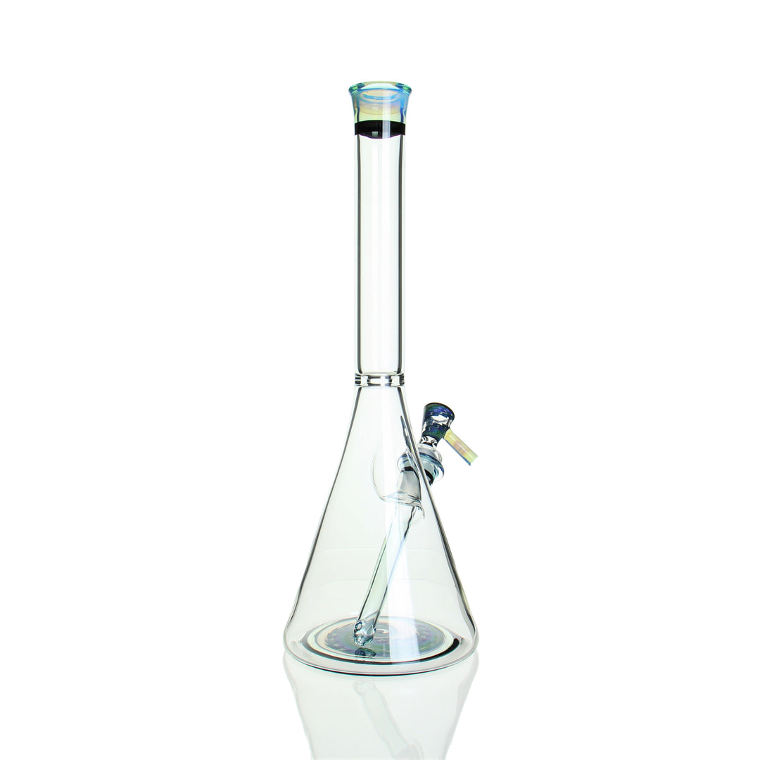 Korey Glass 14in Worked Beaker Dense Hydro x Jet Black — Dense Hydro Jet Black 14in beaker from alternate angle
