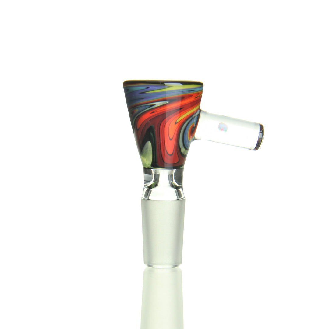 Korey Glass 14mm Male Worked Slide Red — 14mm male worked bowl slide in red