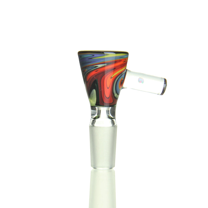 Korey Glass 14mm Male Worked Slide Red — 14mm male worked bowl slide in red