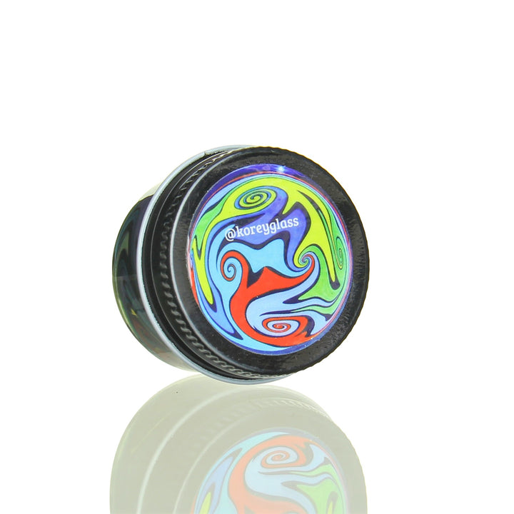 Korey Glass Baller Jar Fire and Ice — Fire and Ice Baller Jar lid detail