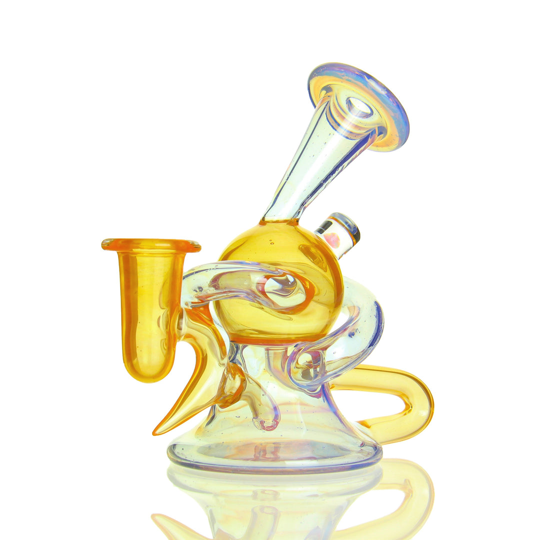 Korey Glass Dual Uptake Recycler Tangie x Neo Opal — dual-uptake recycler dab rig in Tangie and Neo Opal