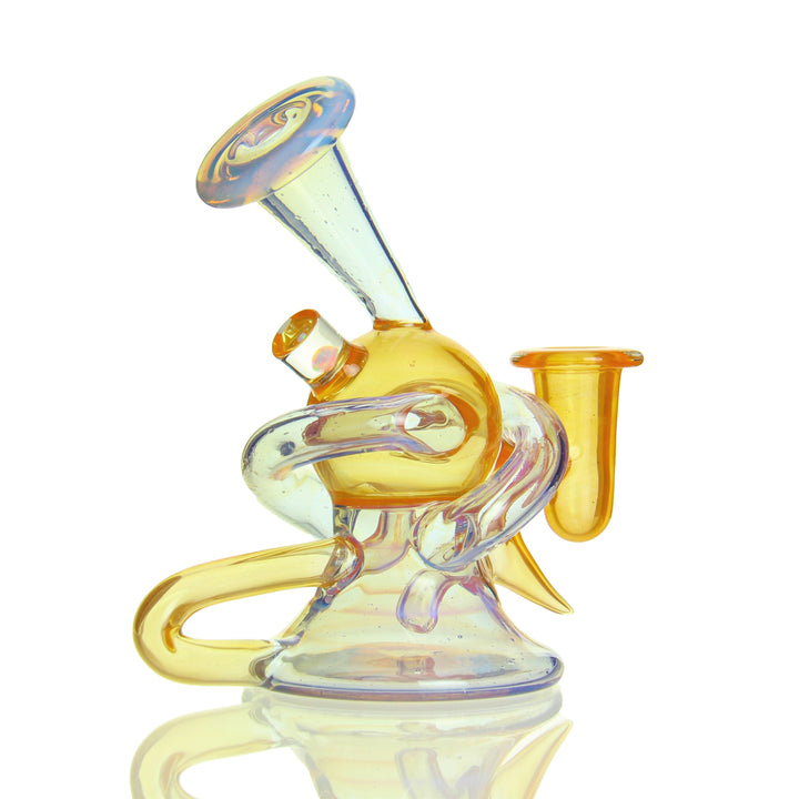 Korey Glass Dual Uptake Recycler Tangie x Neo Opal — Tangie Neo Opal dual uptake recycler from alternate angle