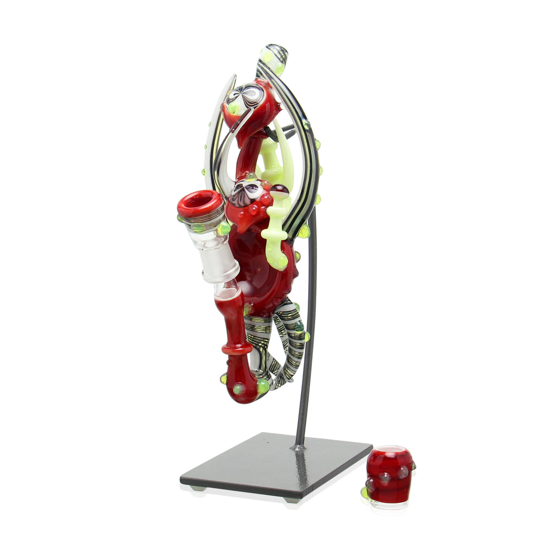 Lay Z Glass Hanging Bubbler Elvis Red and Slyme sculptural hanging bubbler