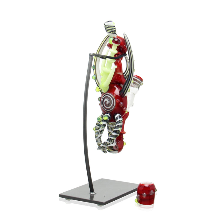 Lay Z Glass Hanging Bubbler Elvis Red and Slyme side view