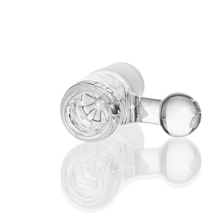 Leisure Glass 18mm Disc Screen Slide Clear — clear bowl slide with built-in disc screen, hero shot