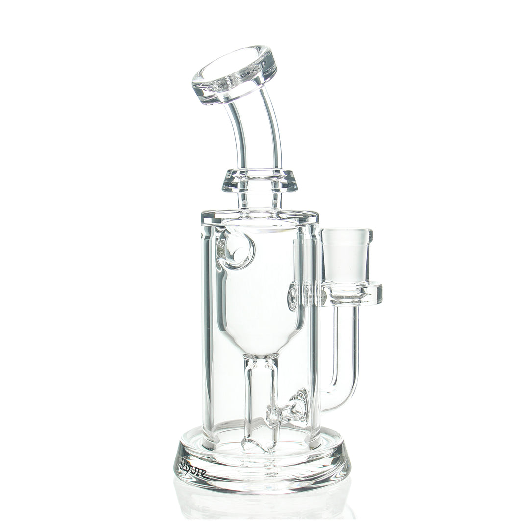 Leisure Glass Clear Incycler Rig — clear glass incycler dab rig shown from alternate angle