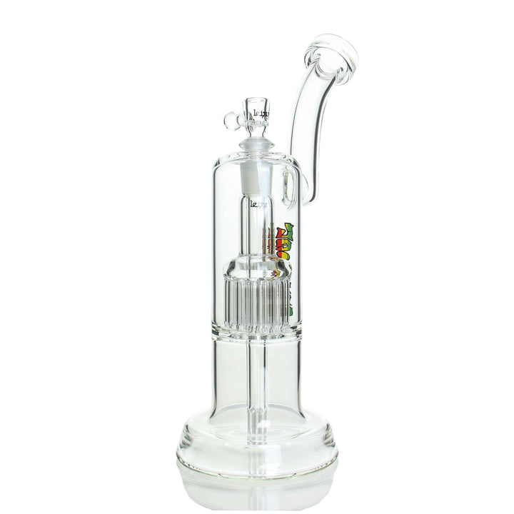 Leisure Glass Double Bub Rasta — double-bubble bong in rasta colorway