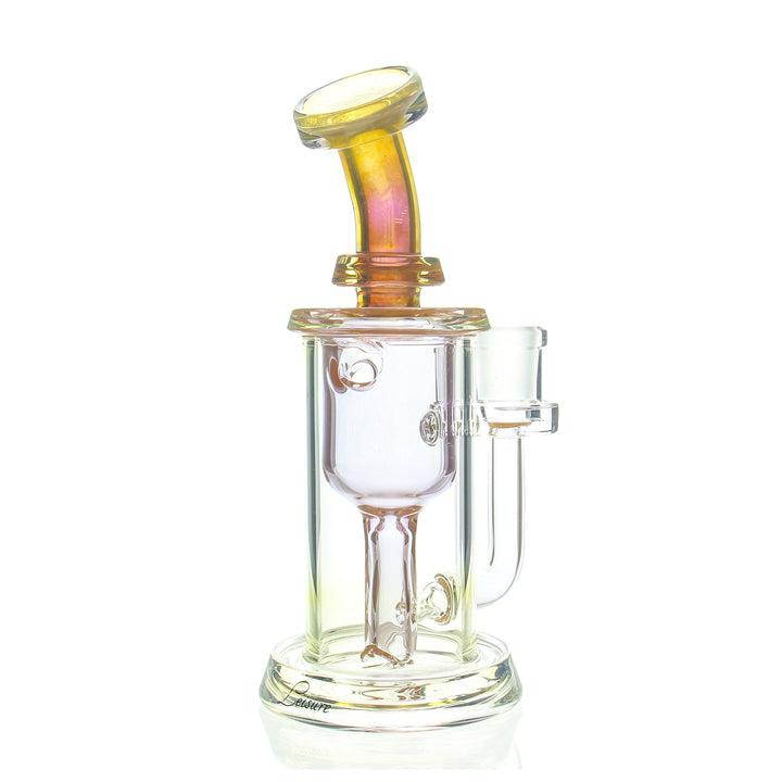 Leisure Glass Fume Incycler Rig — silver fume incycler dab rig shown from alternate angle