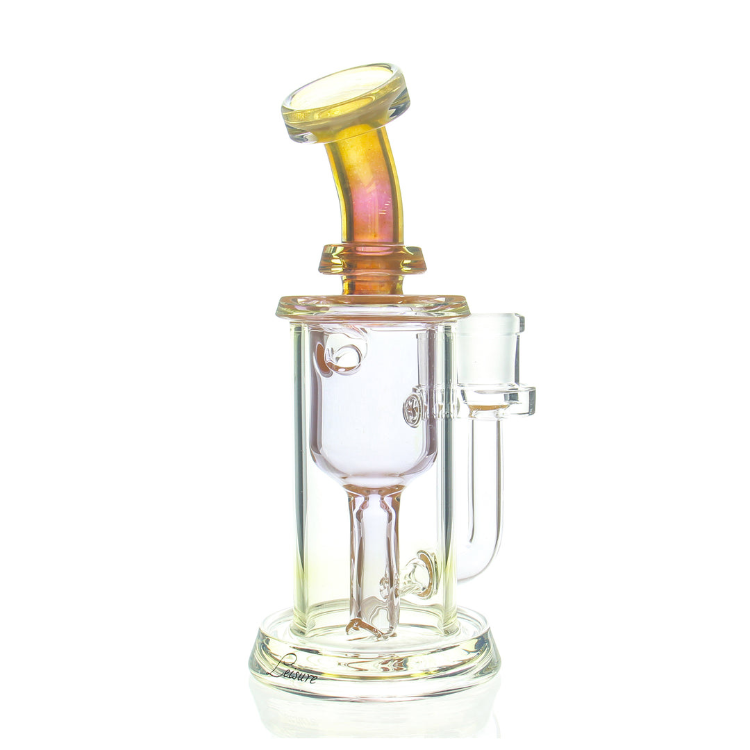 Leisure Glass Fume Incycler Rig — silver fume incycler dab rig shown from alternate angle