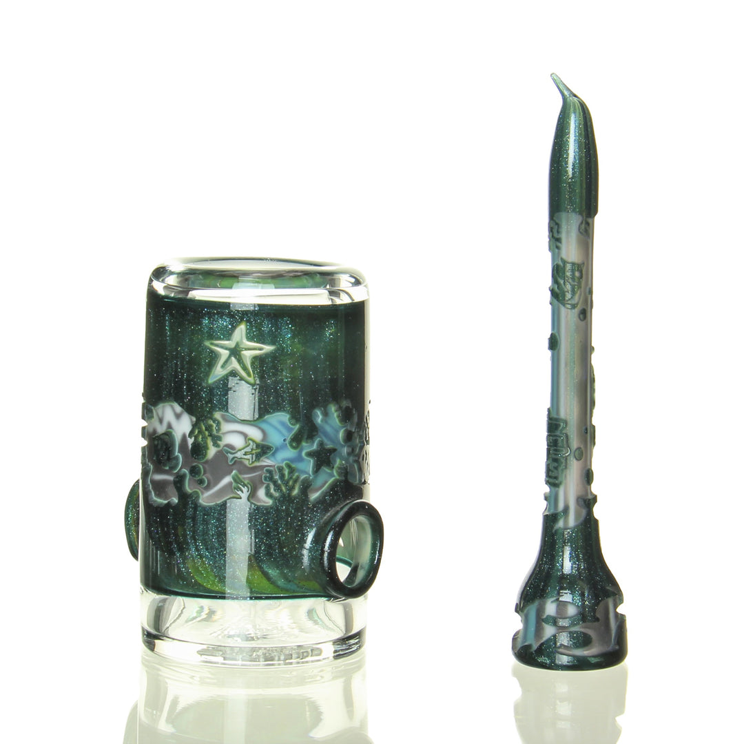 Liberty 503 Blue Stardust Dish and Dabber Set - Deep sandblasted glass with signature Liberty 503 logo