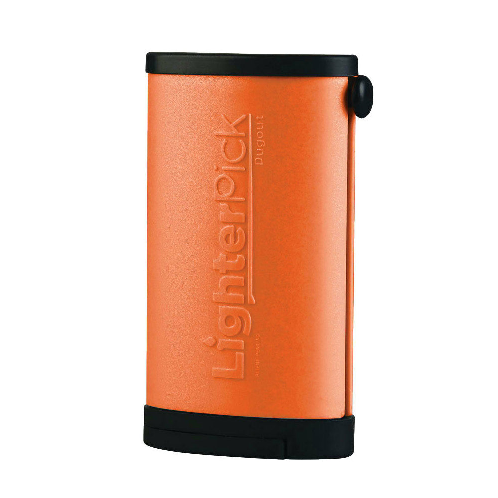 LighterPick Dugout Orange — portable one-hitter dugout with built-in lighter holder in orange colorway