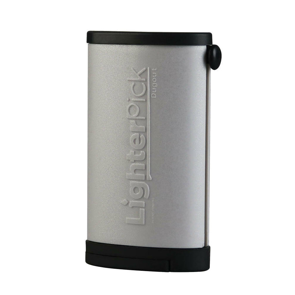 LighterPick Dugout Silver — portable one-hitter dugout with built-in lighter holder in silver colorway