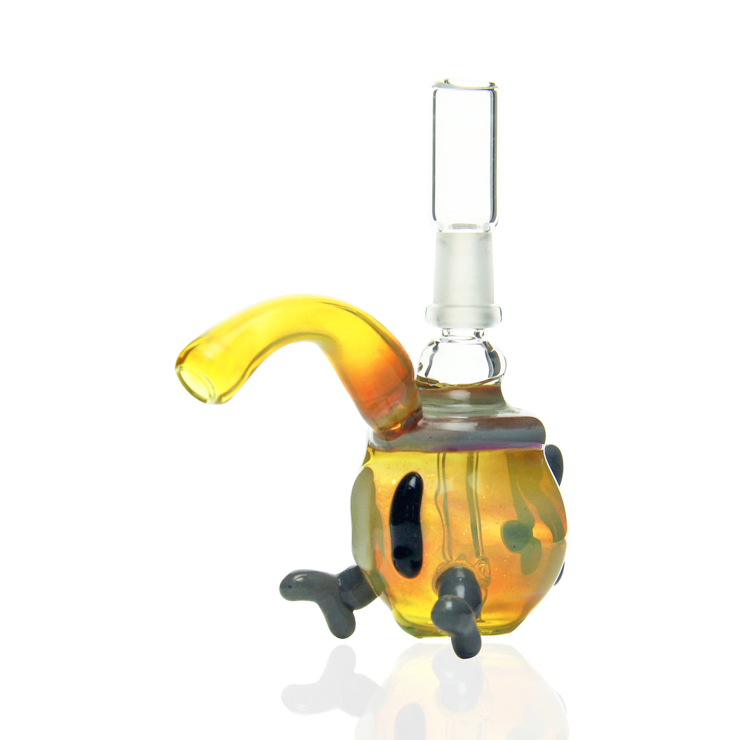 Lucky Glass Bob-omb Rig Black and White sculptural mini dab rig