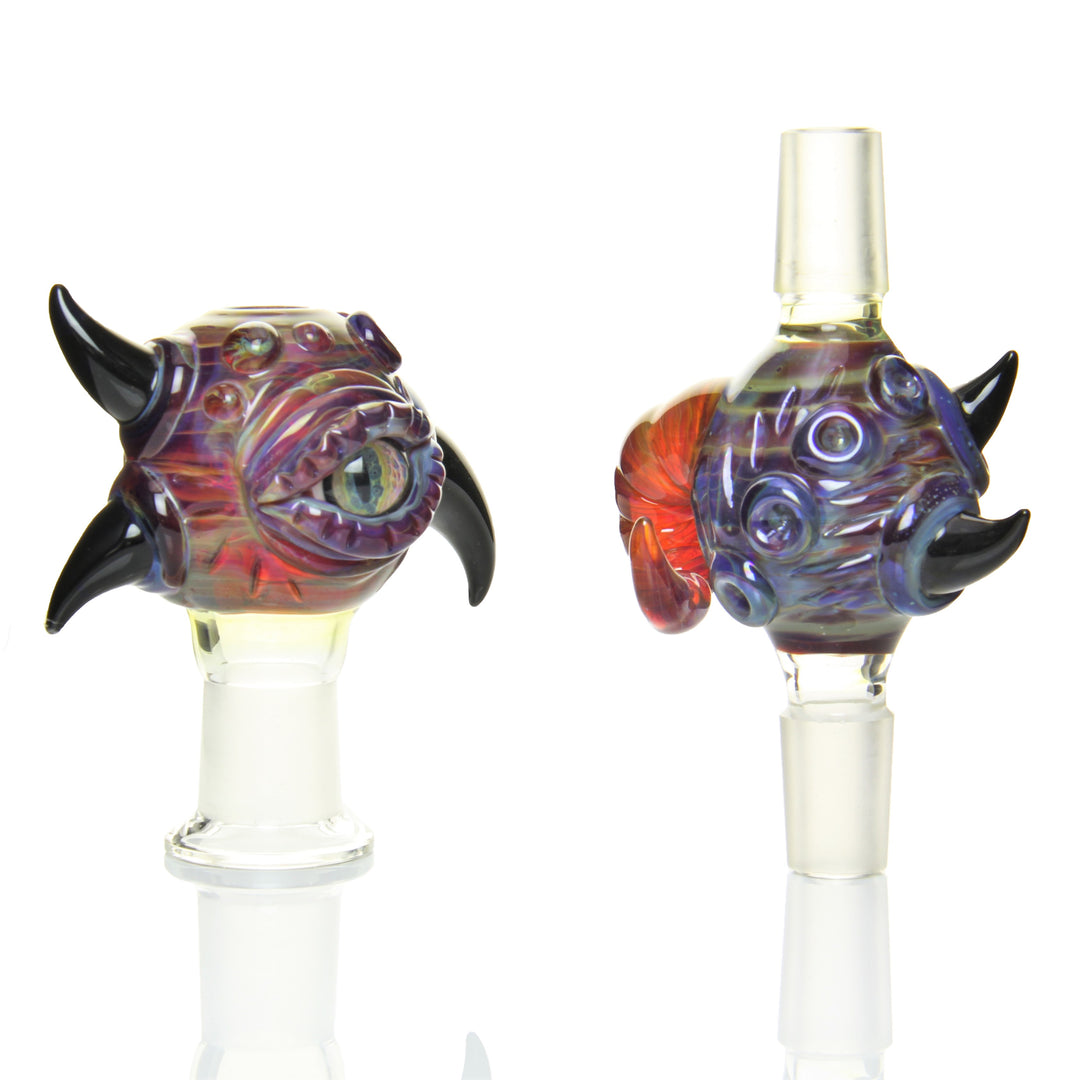 Mako Glass 18mm Eye Dome Set Amber Purple — heady eye-themed 18mm vapor dome set in amber purple