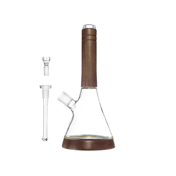 Marley Natural Walnut Wood and Glass Waterpipe detail view