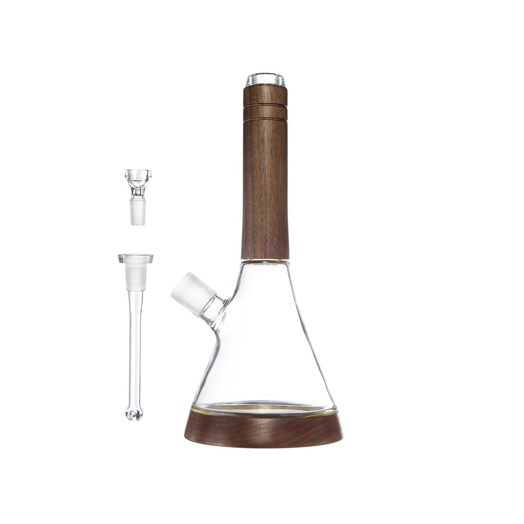 Marley Natural Walnut Wood and Glass Waterpipe detail view