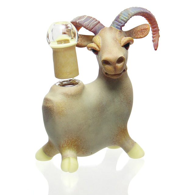 Matt Robertson Glass Ram Bubbler sculptural animal-themed dab rig with 14mm male joint