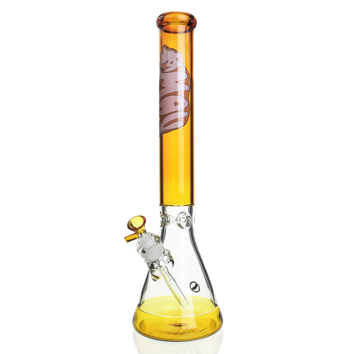 MAV Glass 18in Cali Bear Beaker Amber — 18in Cali Bear motif beaker bong in amber colorway