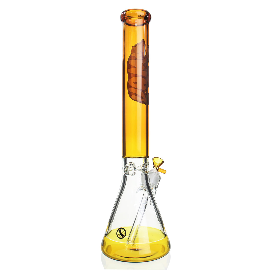 MAV Glass 18in Cali Bear Beaker Amber — amber Cali Bear beaker shown from alternate angle
