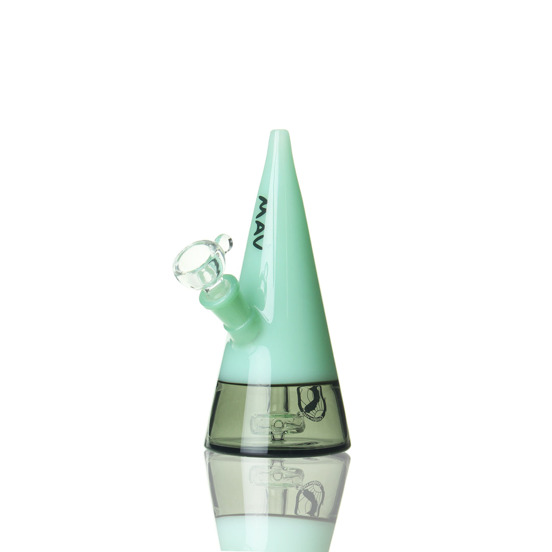 MAV Beacon two-tone cone bong — sea foam green and transparent black glass water pipe