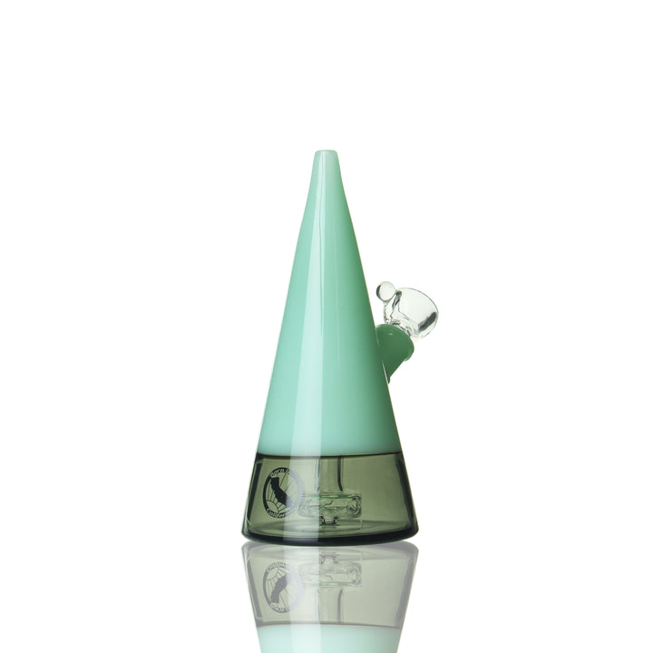 MAV Beacon 2-tone cone — sea foam green and transparent black glass water pipe, side view