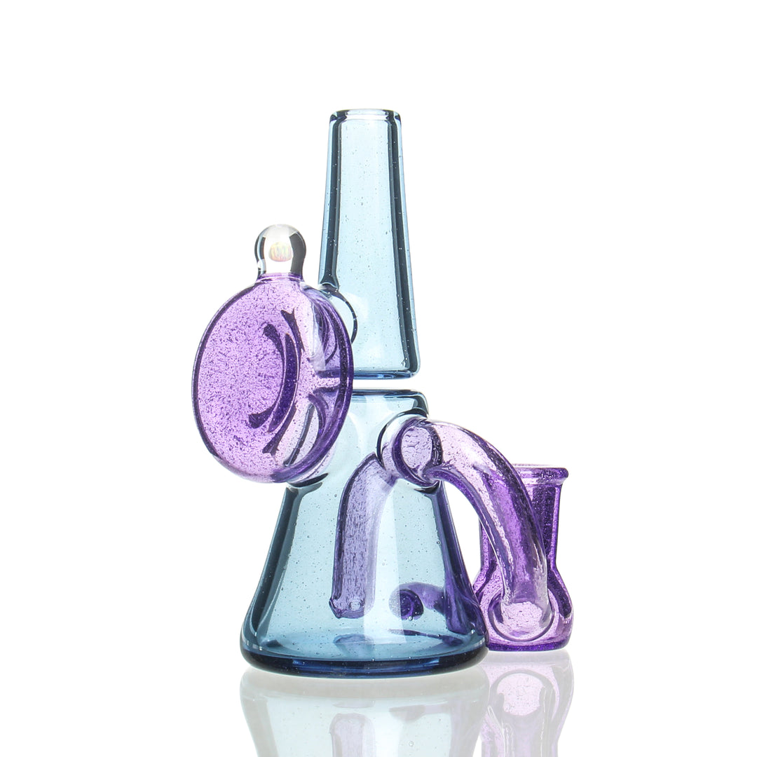 MeadeMade Glass Beldar Blue Stardust and Purple Lollipop — Blue Stardust and Purple Lollipop Beldar shown from alternate angle