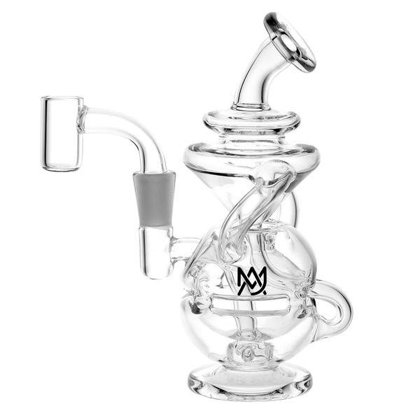 MJ Arsenal Infinity Mini Dab Rig — compact glass recycler rig with quartz banger and carb cap