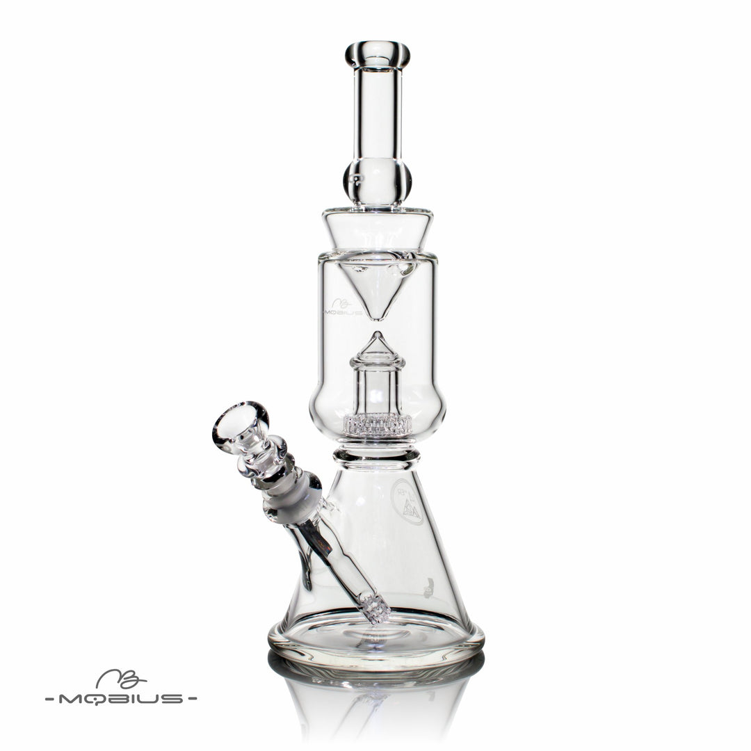 Mobius Glass 14ER beaker bong with 14mm female joint and integrated percolator