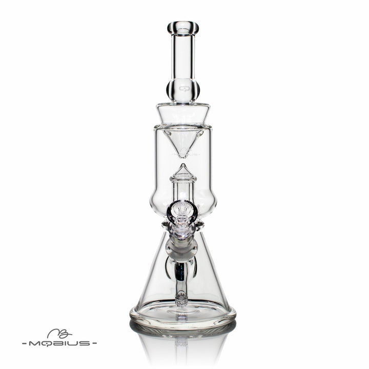 Mobius Glass 14ER beaker bong side view of base and joint
