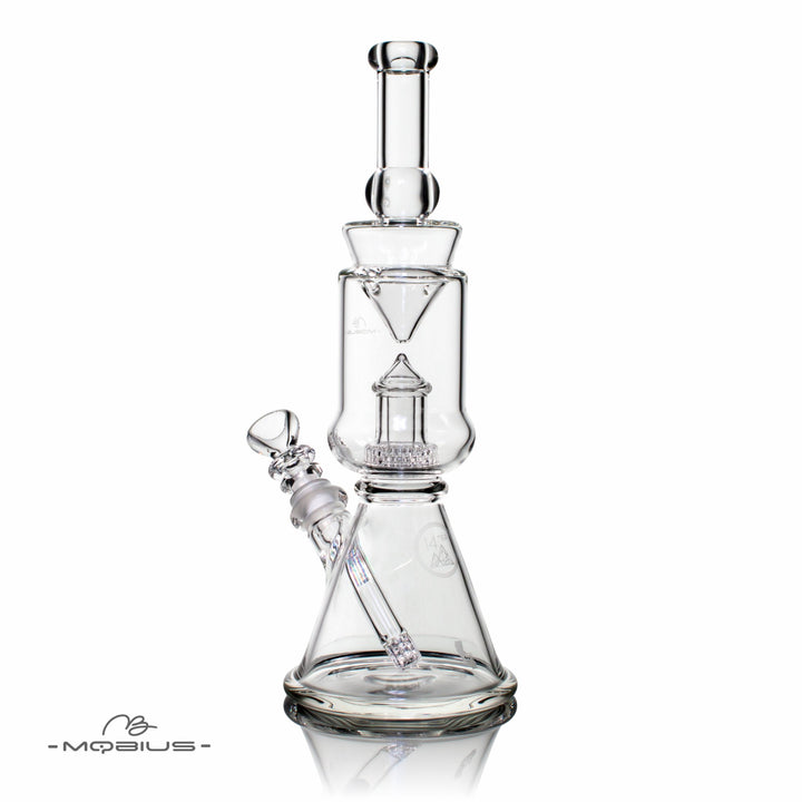 Mobius Glass 14ER beaker bong alternate angle showing percolator chamber