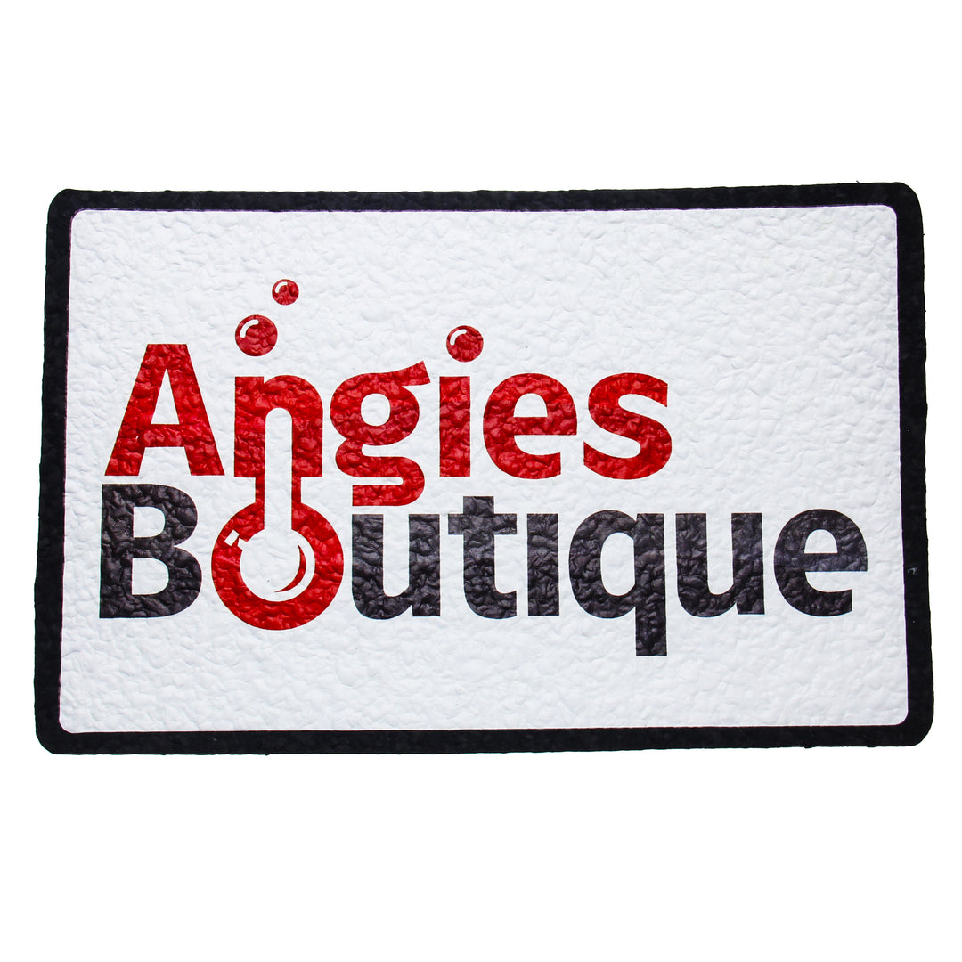 Moodmats Angies Boutique Mat — round logo dab mat with grippy rubber base for protecting dab station glass