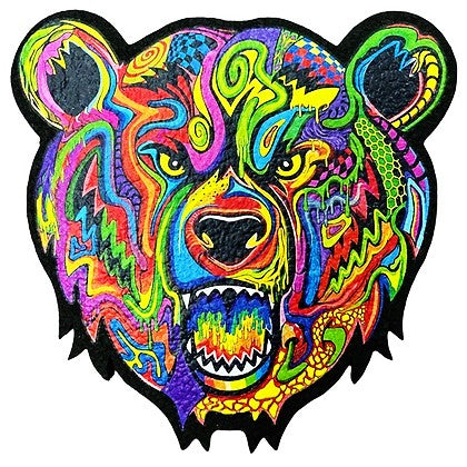 Moodmats Bear Quartz x Visual Fiber Mat — round rubber dab mat collab with psychedelic Visual Fiber artwork, protects glass