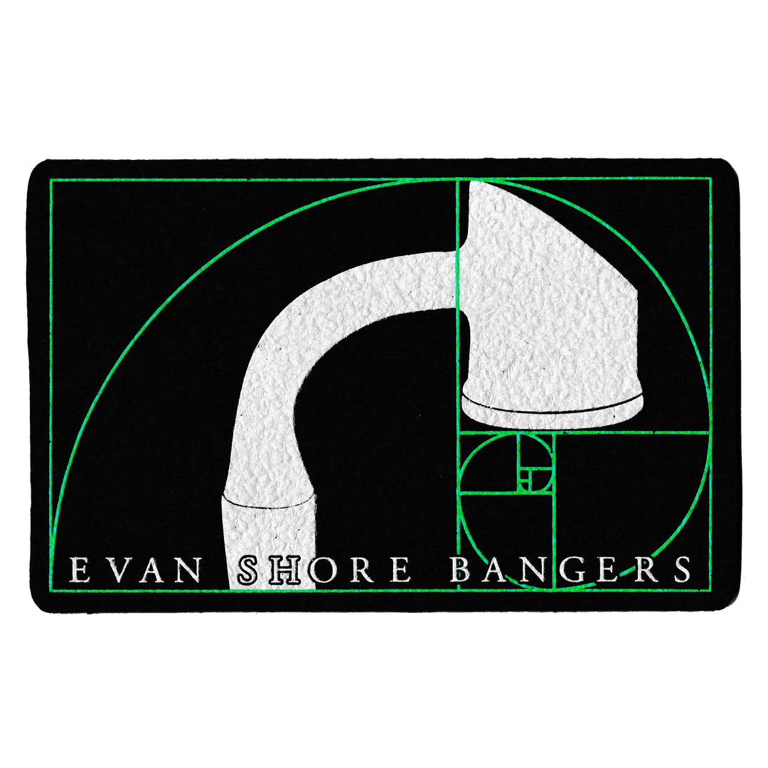 Moodmats Evan Shore Green UV Mat — round dab mat with Evan Shore UV-reactive green design