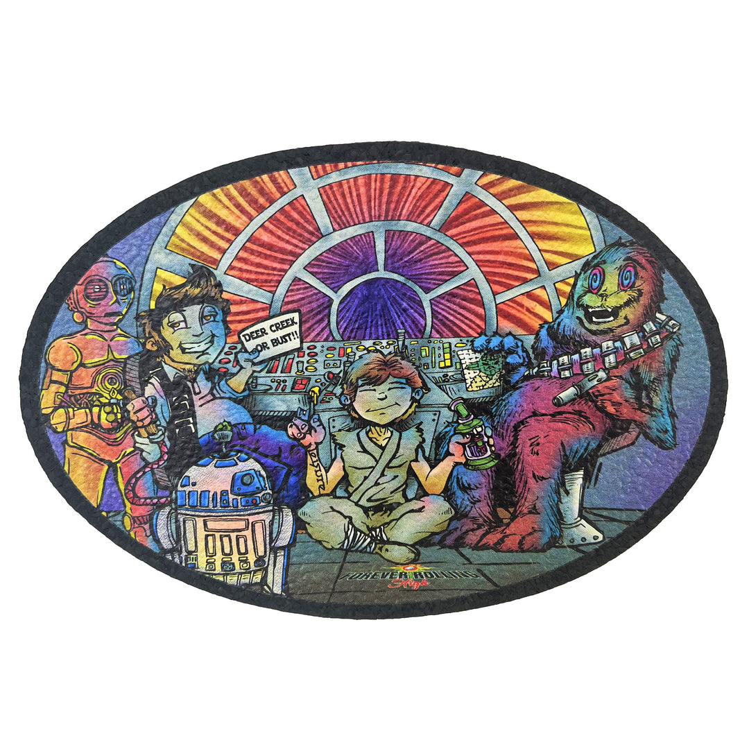 Moodmats Team Death Star Millenium Moodmat — round rubber dab mat with Team Death Star Millenium artwork, protects glass rigs and tabletops