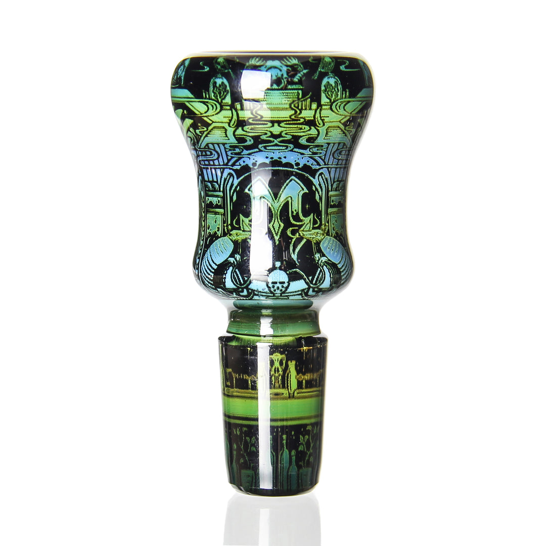 Mothership Glass 14mm Black Slide Star Talkers — 14mm bowl slide in black with Star Talkers etched artwork