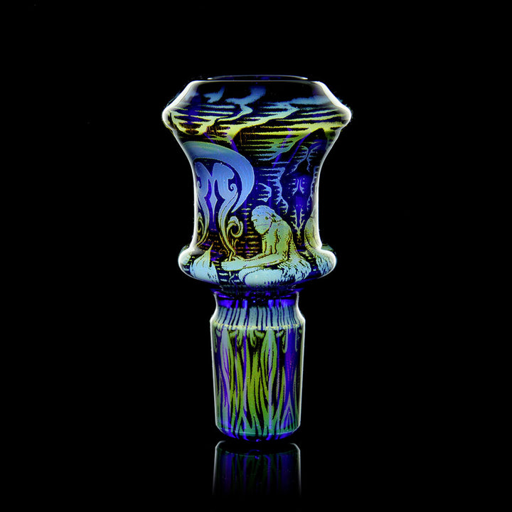 Mothership Glass 14mm Blue Slide Spark — Spark blue slide shown from alternate angle
