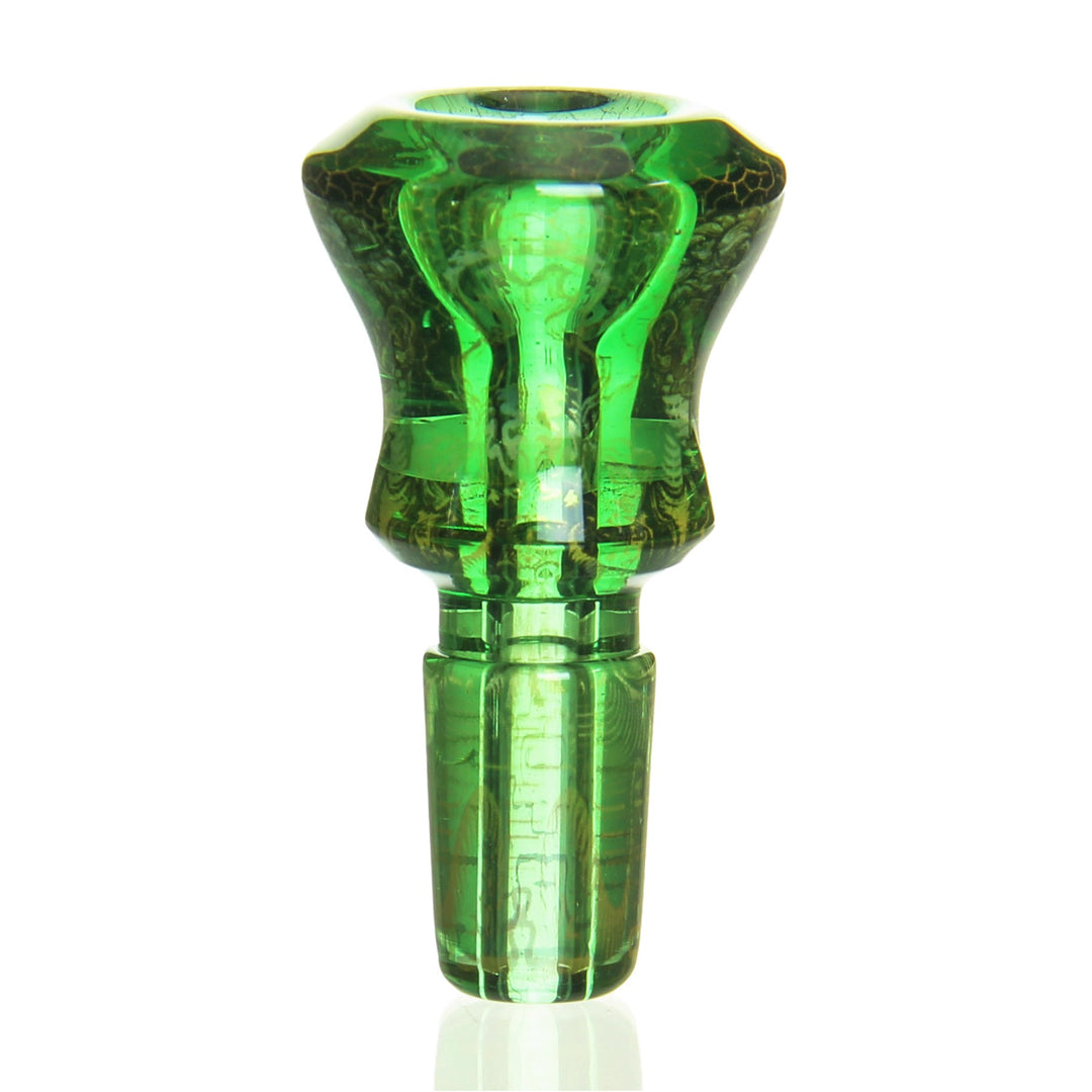 Mothership Glass 14mm Green Slide Adrift — 14mm bowl slide in green with Adrift etched artwork