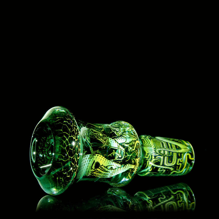 Mothership Glass 14mm Green Slide Adrift — Adrift green slide etched artwork detail