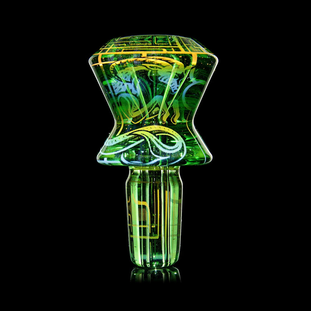 Mothership Glass 14mm Green Slide Capricorn — 14mm bowl slide with Capricorn engraving, hero shot