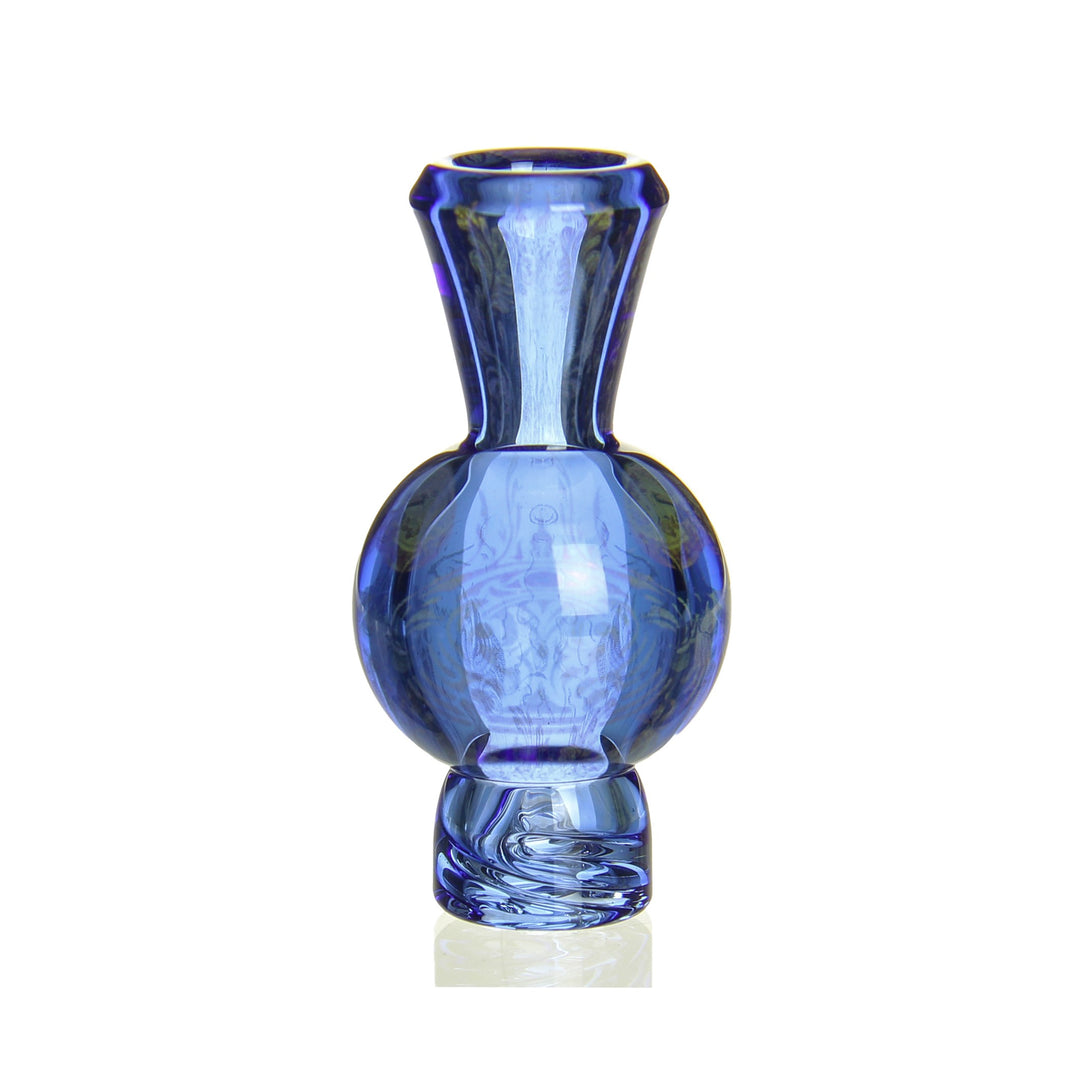 Mothership Glass Cerulean Bubble Cap Guardian — cerulean bubble carb cap with Guardian etched artwork