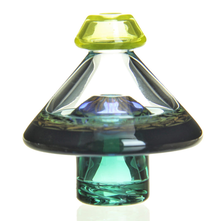 Mothership Glass Conical Cap Flower Of Life — conical-shaped carb cap with Flower Of Life etched artwork