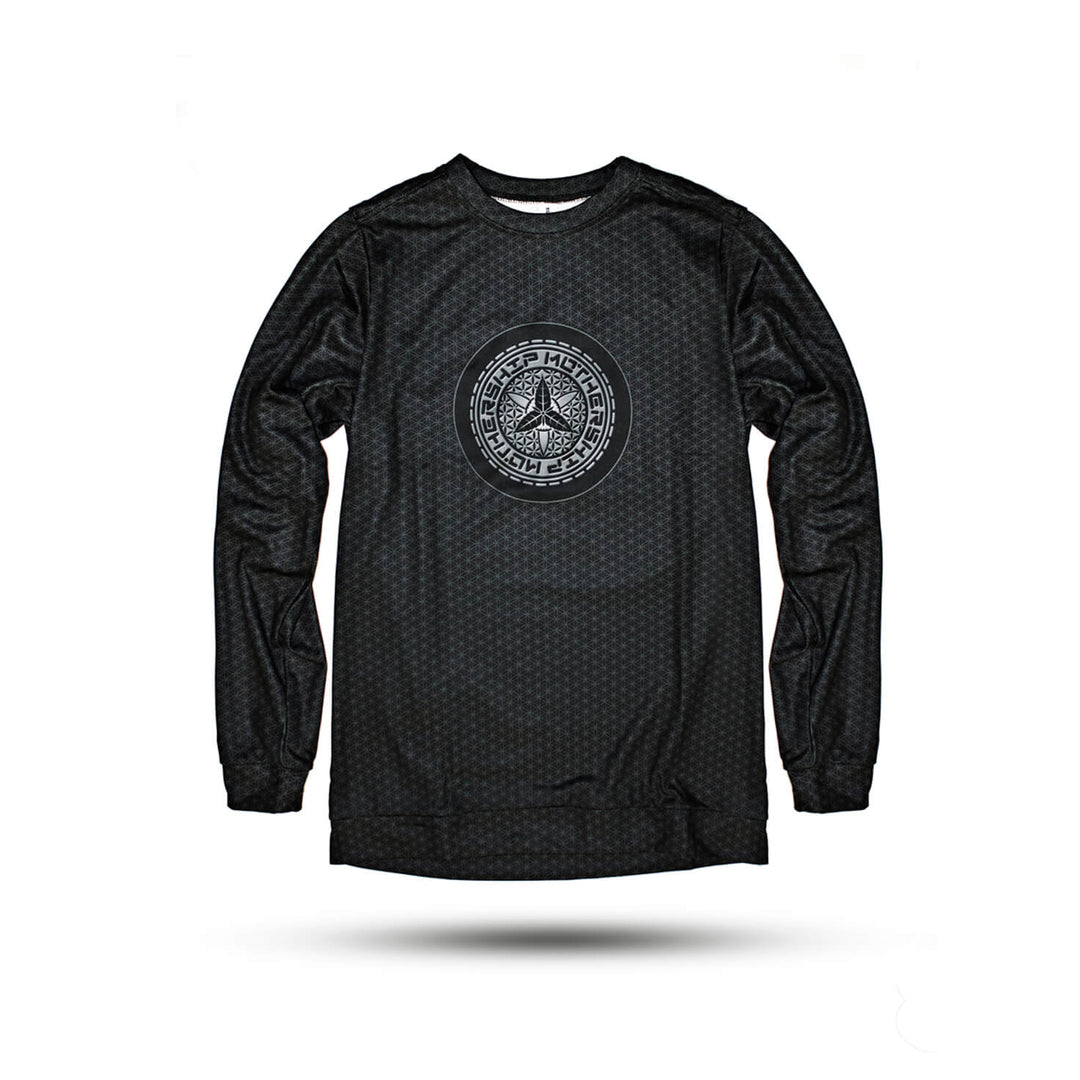 Mothership Glass Black Long Sleeve Shirt — cotton long-sleeve tee with logo print